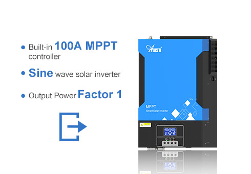 Built-in 100A MPPT controller, pure sine wave solar inverter, output power factor 1.