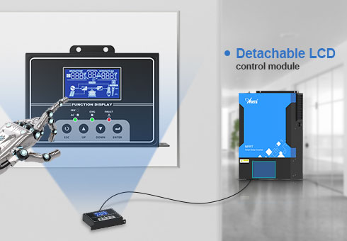 Detachable LCD control module, and can be converted to remote panel use, with extension cords of different lengths.