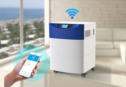 The working status of our solar battery backup generator would be shown by mobile phone APP through wifi module.