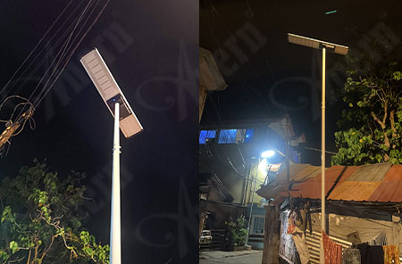 77 Sets 100W All In One Solar Street Light Project in the Philippines