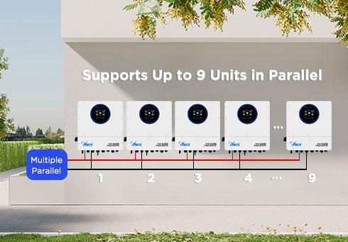 Supports Up to 9 Units in Parallel – Easily scale up system capacity for larger residential or commercial energy storage needs.